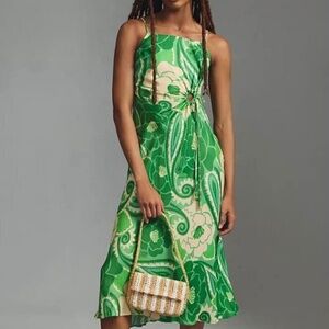 Stunning FARM RIO Tropical Groove Circle Cut Out Midi Dress Size S